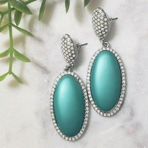 Turquoise and Silver Pendant Earrings